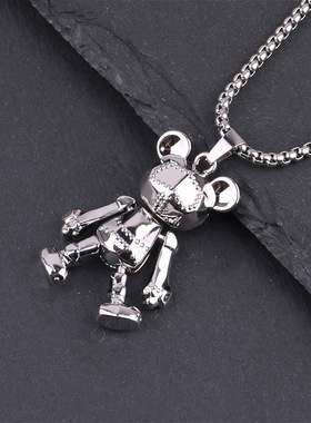 新款四肢可动小熊项链男潮流配饰嘻哈长款项链网红配饰百搭毛衣链