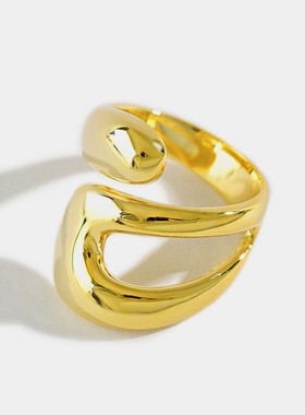 跨境电商热销简约环形开口小众设计冷淡风时尚百搭光面戒指