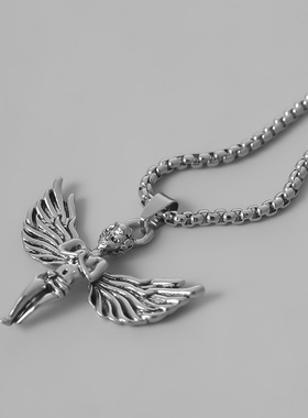 欧美朋克酷帅嘻哈天使项链复古chic网红蹦迪吊坠饰品挂饰