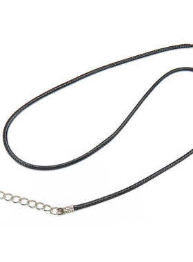 黑色蜡线项绳龙虾扣PU皮绳45cm可