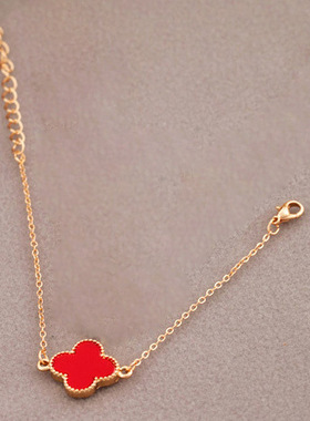 韩版清新饰品白色四叶草桃心爱心