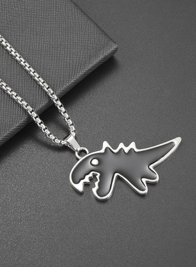 韩版太高嘻哈项链小恐龙卡通潮流时尚蹦迪毛衣链潮牌欧美个性配饰