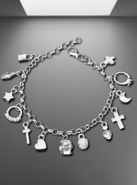 跨境欧美手链气质时尚十三吊件手