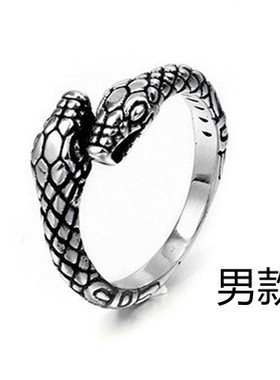 双头蛇戒指复古个性蛇形复古潮人