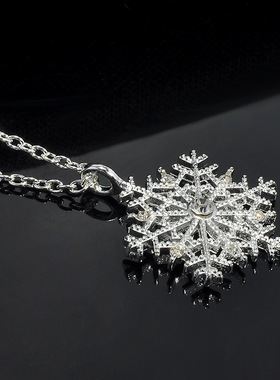 新款韩版雪花镶钻项链日韩流行短
