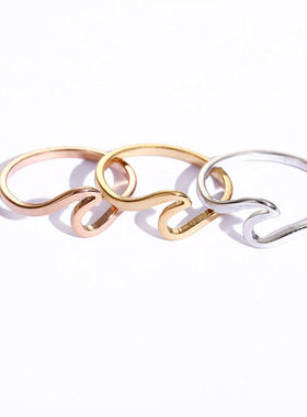 wish速卖通大波浪戒指激光切割人字形戒指指环跨境首饰品