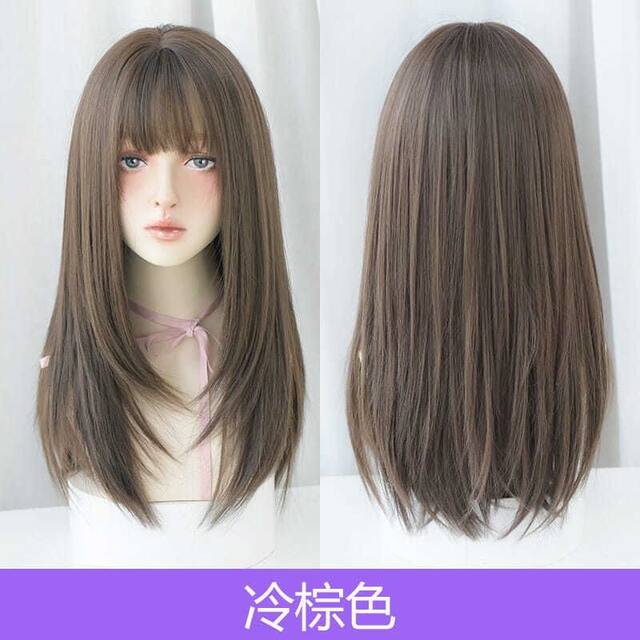 Full wig women's mid-length realistic natural headgear
