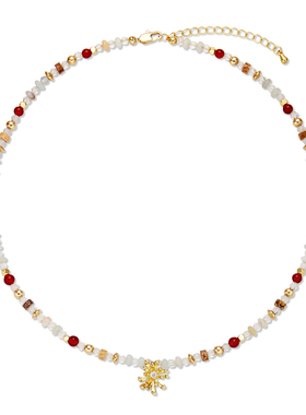 蟹爪菊多彩串珠项链度假高级感