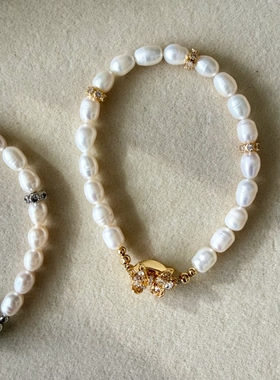 蝴蝶结珍珠手链女高级感海岛度假