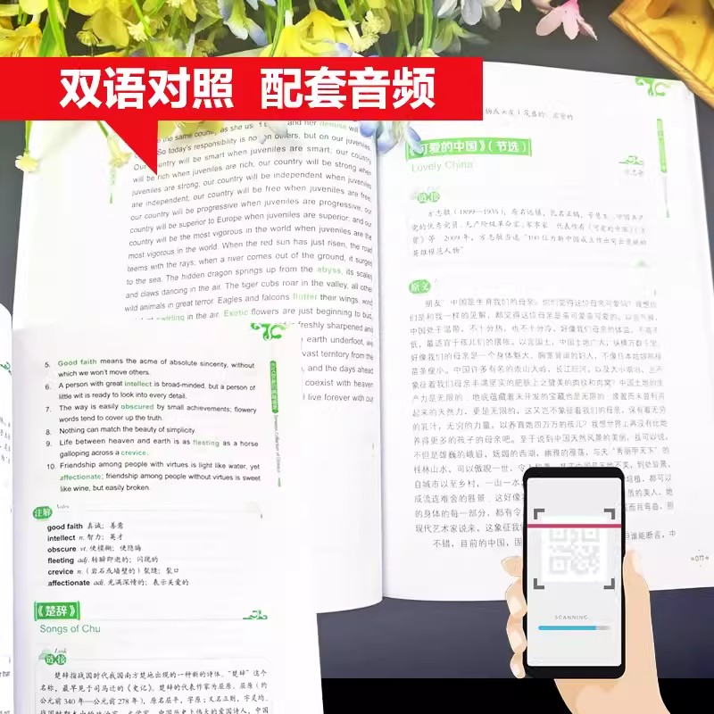 2024新全套7本用英语介绍中国经典诵读+地理人文+传统文化+美食+高频100话题+中国名人+古今科技双语读物中英双语阅读书籍赠音频
