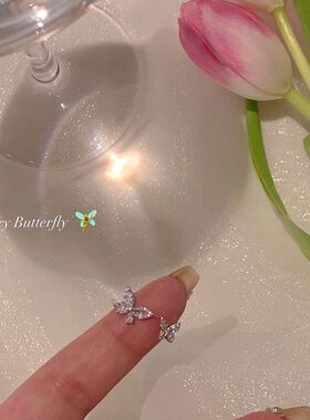 冰氧仙子蝴蝶开口戒时尚个性戒指女设计小众轻奢高级感轻奢食指戒