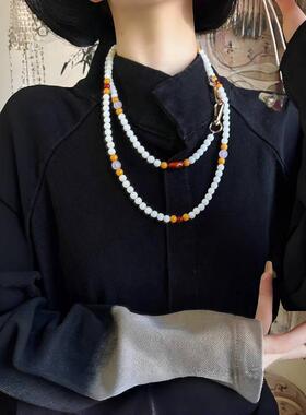 国风绿色珠子串项链女2025