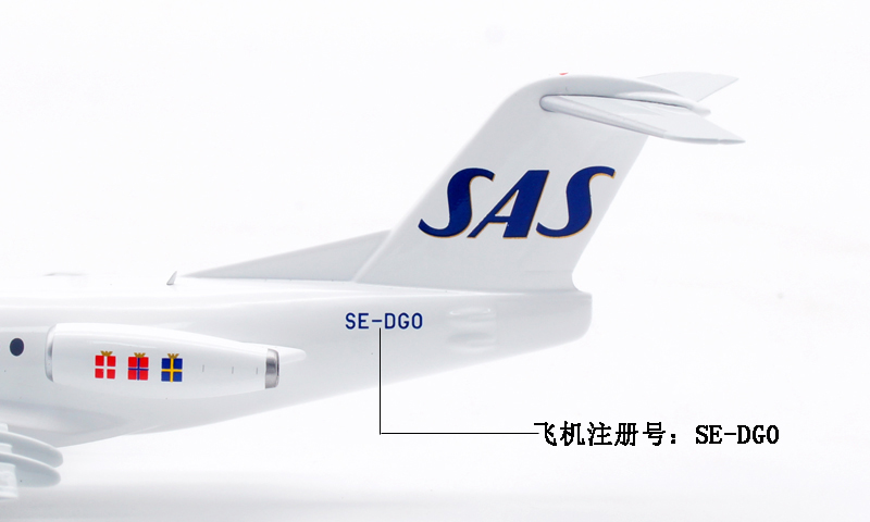 SAS北欧航空Inflight 1:200飞机模型合金福克F-28-4000 SE-DGO-图1