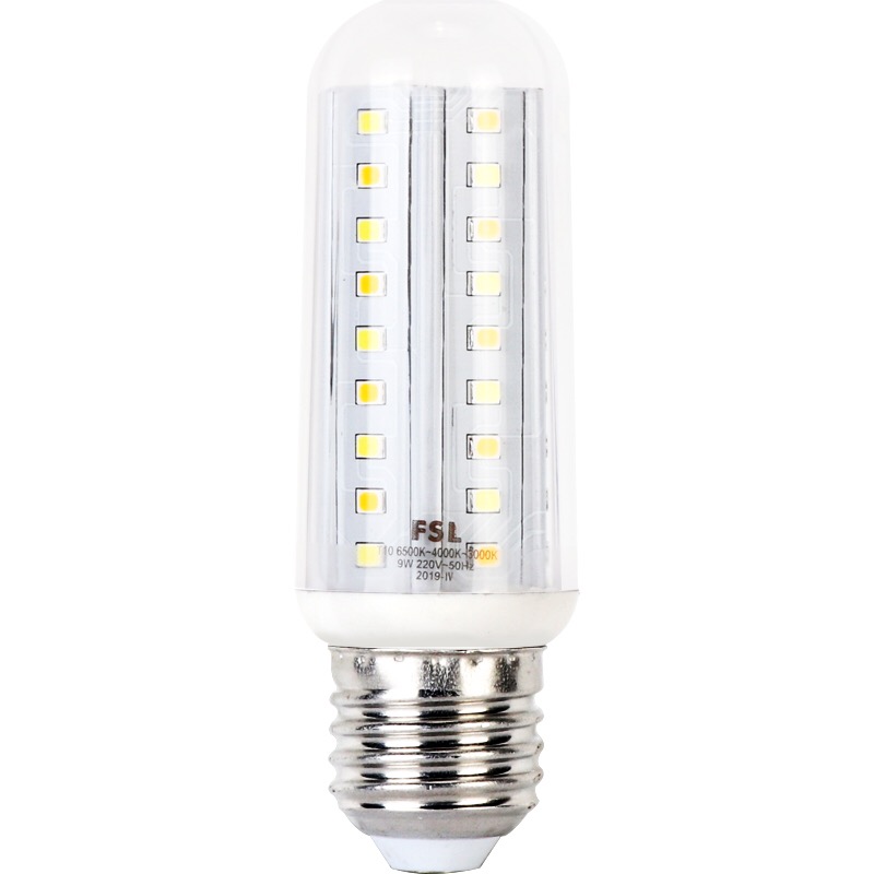 FSL佛山照明led玉米灯泡E27/E14螺口9W三色变光蜡烛灯泡超亮节能