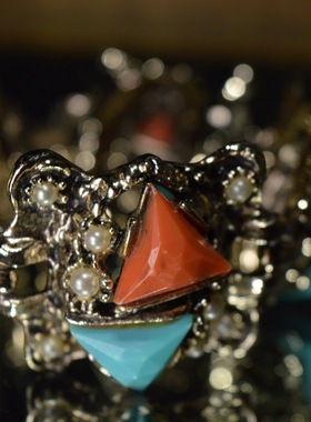 西洋中古饰品首饰vintage 彩色石头手链（手围17）不退不换