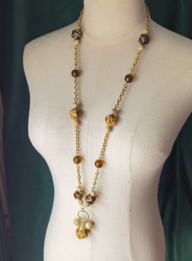 中古首饰 棕色石头长毛衣链 成色新 质感好 不退换