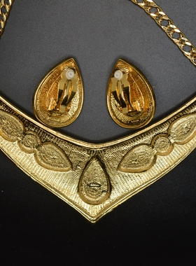 中古首饰 Avon书本款 拜占庭风格彩宝项链+耳夹一套 成色新不退换