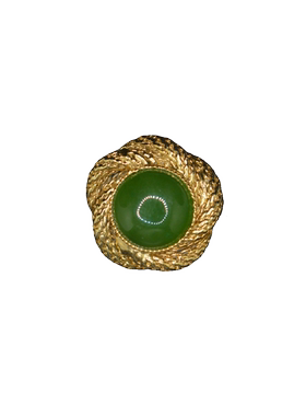 中古首饰 金丝碧玉戒指 疑似天然玉 成色好 可调节 不退换