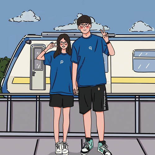 手绘头像情侣怀旧复古风带真人照片转漫画定制画照片卡通Q版壁纸 - 图2