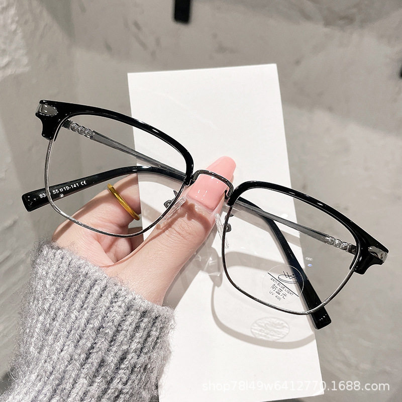 严选新款TR90眉线框架小红书网红同款黑色半框防蓝光近视眼镜,淘宝优惠券,粉丝福利购,淘宝优惠卷
