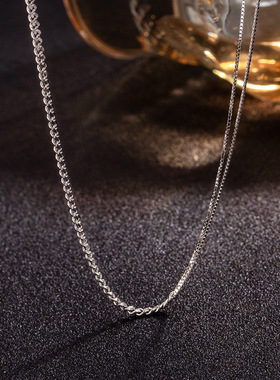 s925纯银不对称拼接双层项链女ins冷淡风极简个性小众设计锁骨链