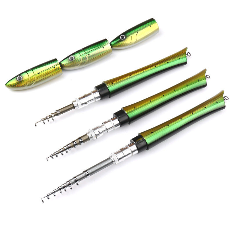 美渔1.6米迷你鱼形便携式钓鱼竿套装路亚冰钓矶钓鱼形笔钓杆FX,淘宝优惠券,粉丝福利购,淘宝优惠卷