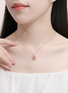 925纯银八芒星灵动项链女高级感ins网红永生花锁骨链跳动的心吊坠