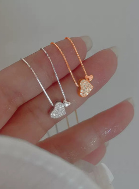 s925纯银爱心项链女轻奢小众设计ins可爱简约心形锁骨链闺蜜礼品