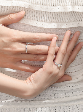 原创山茶花情侣对戒925纯银森系ins小清新贝母花朵戒指情人节礼物