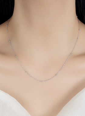 S925纯银间珠满天星简约单链条锁骨项链DIY饰品配件成品配链