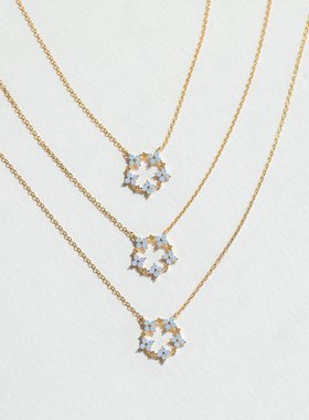 ins热款蓝色花朵项链 铜镀18K真金保色首饰 清新少女感吊坠女