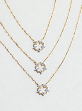 ins热款蓝色花朵项链铜镀18K真金保色首饰清新少女感吊坠女