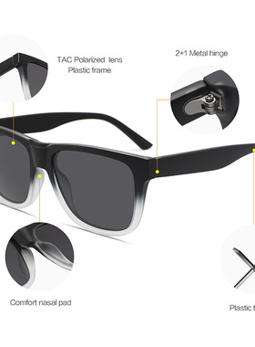 欧美男士偏光太阳镜新款渐色框简约时尚方形百搭防晒女运动风墨镜