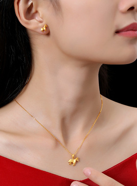 925纯银逐光小马项链小众设计感古法金锁骨链网红独角兽光影吊坠