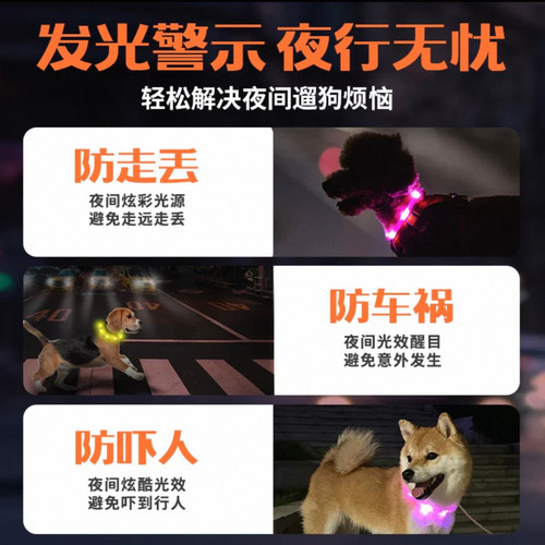 LaRoo莱诺F35狗狗发光项圈猫咪宠物夜间遛狗灯脖套大中小型犬脖圈 - 图2
