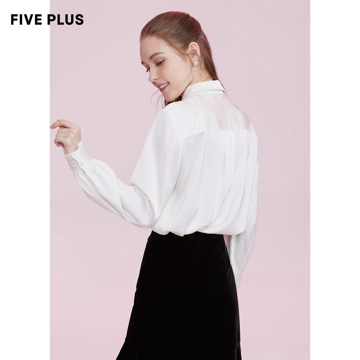 five plus女冬装雪纺女宽松白衬衫 FIVE PLUS衬衫
