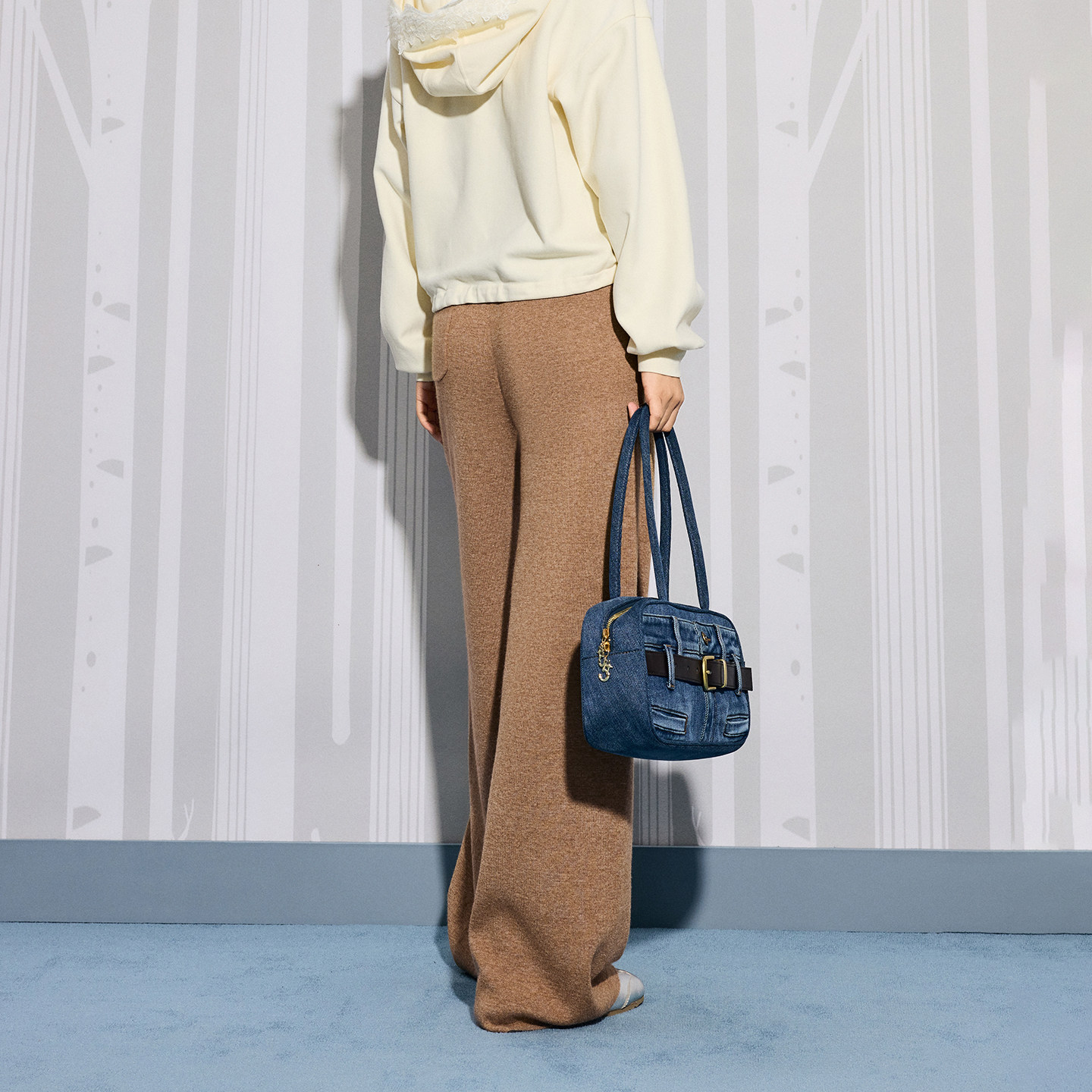 FIVE PLUS裤子仿羊毛高腰垂感休闲直筒针织卫裤2025新款女冬装,淘宝优惠券,粉丝福利购,淘宝优惠卷