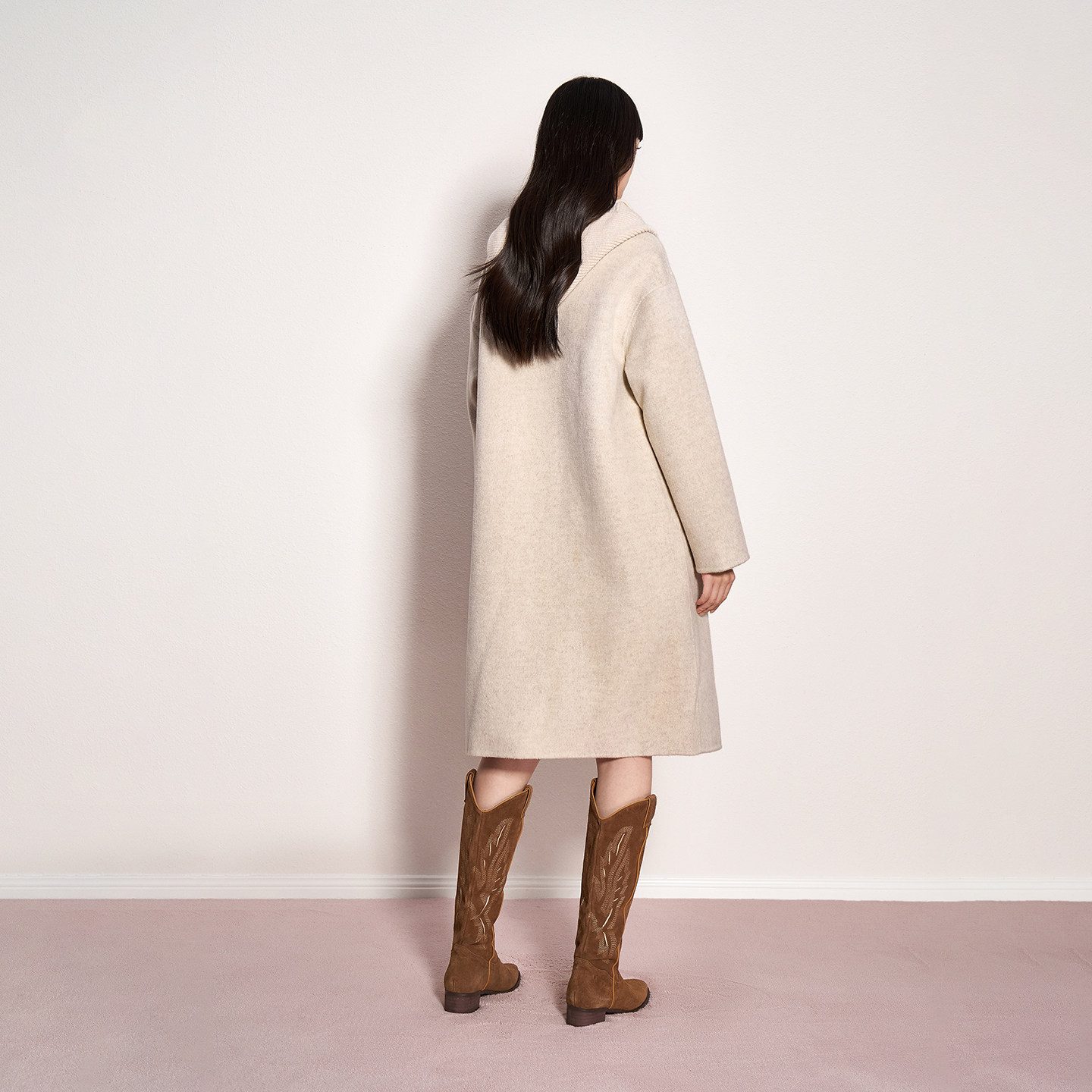 FIVE PLUS双面呢连帽抽绳直筒羊毛混纺中长款大衣毛呢外套,淘宝优惠券,粉丝福利购,淘宝优惠卷