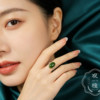 Hetian Jade Silver Jasper 925 Silver Egg Face Open Ring