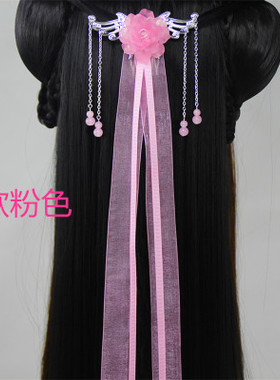 古装长飘带小龙女白色伴娘头饰品