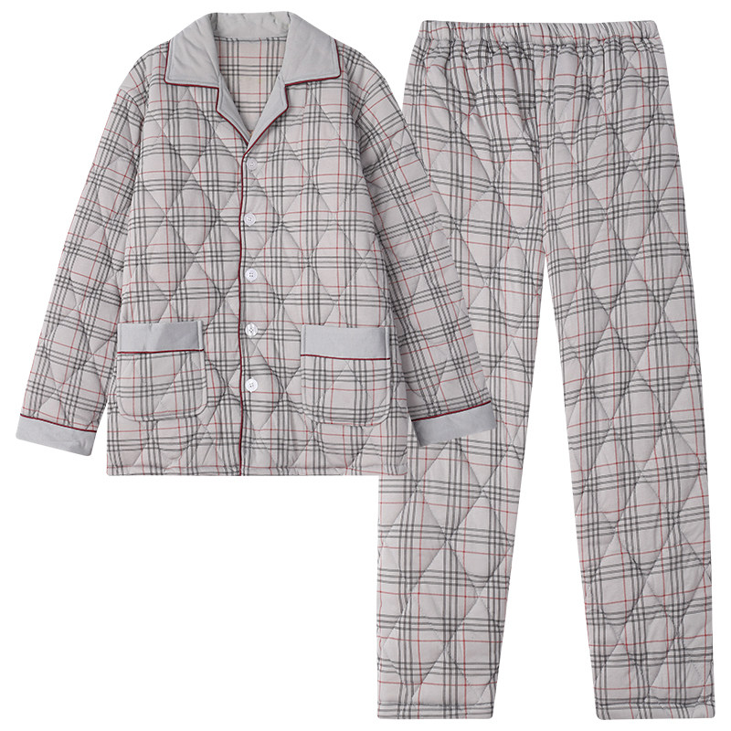 2025年纯棉夹棉睡衣男士秋冬季加厚款保暖三层大码家居服全棉套装,淘宝优惠券,粉丝福利购,淘宝优惠卷