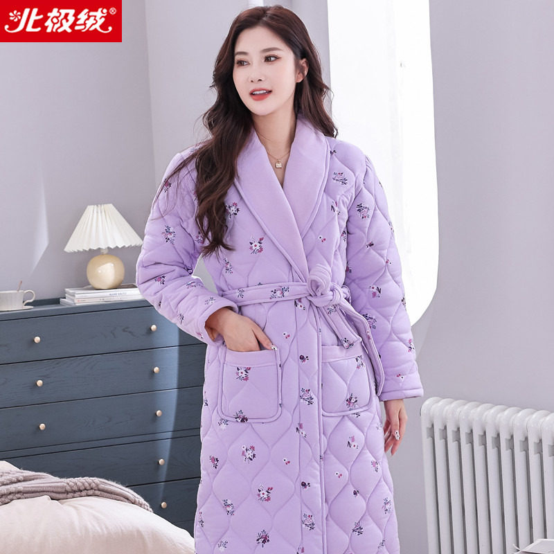 2025年冬季夹棉睡袍女睡衣秋冬天纯棉长袖三层加厚棉袄家居服浴袍,淘宝优惠券,粉丝福利购,淘宝优惠卷