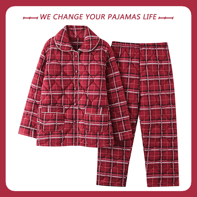 北极绒冬季夹棉睡衣女长袖三层加厚纯棉袄冬天保暖妈妈家居服套装,淘宝优惠券,粉丝福利购,淘宝优惠卷