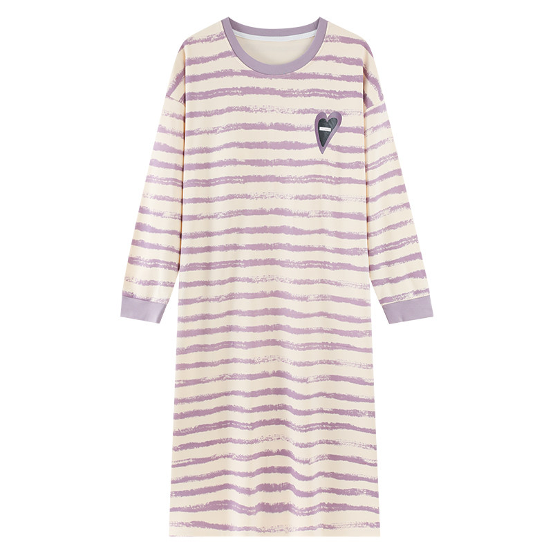 睡裙春秋季女士纯棉2025年新款长袖宽松加肥大码胖MM带胸垫家居服,淘宝优惠券,粉丝福利购,淘宝优惠卷