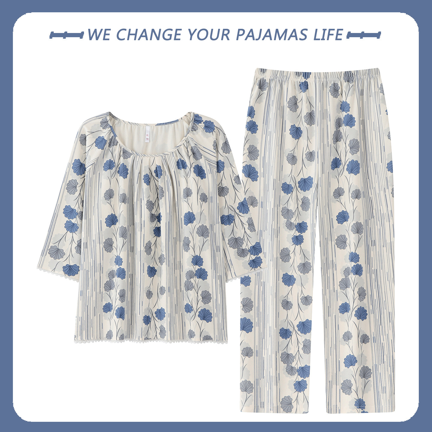 睡衣女春秋季纯棉2026超火甜美全棉柔软舒适七分袖长裤家居服套装,淘宝优惠券,粉丝福利购,淘宝优惠卷