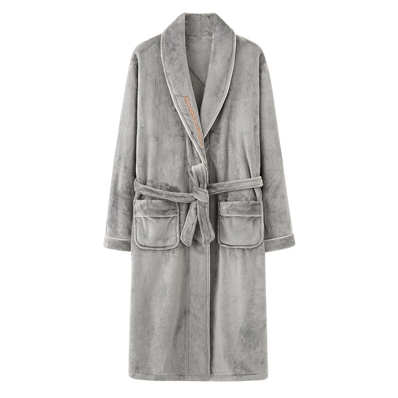 睡袍男秋冬季加绒加厚长款法兰绒睡衣珊瑚绒浴袍宽松加大码家居服,淘宝优惠券,粉丝福利购,淘宝优惠卷