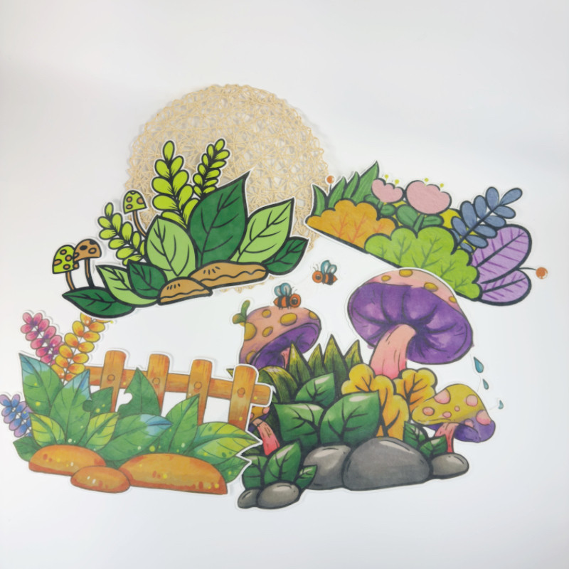 Kindergarten environmental decoration primary school blackboard cultural theme wall stickers felt grass border fence layout supplies