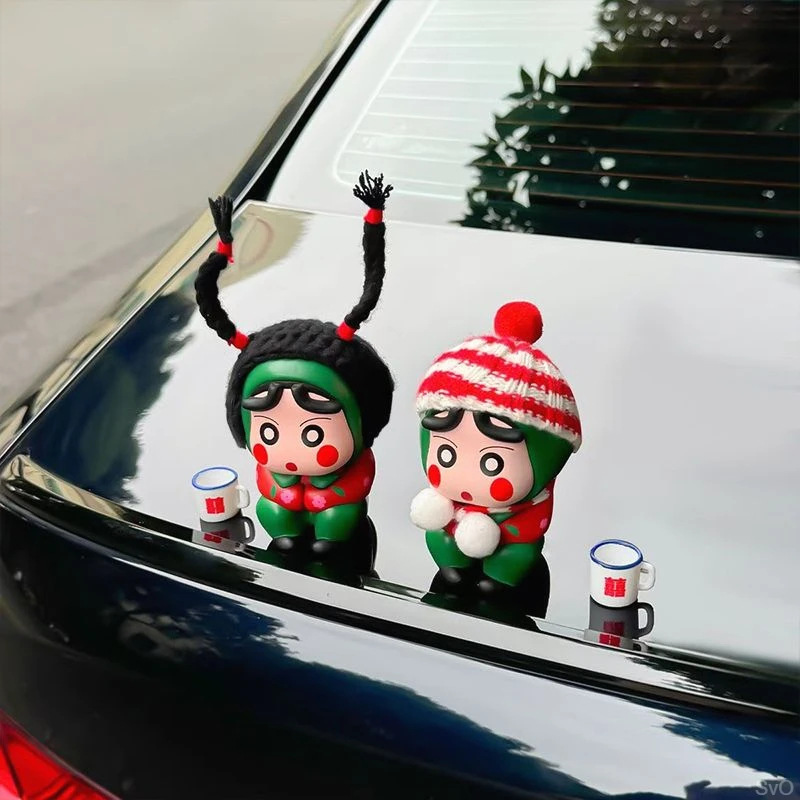 汽车摆件辫子翠花村花蜡笔小新车载车尾挂件车外装饰品玩偶公仔 - 图3