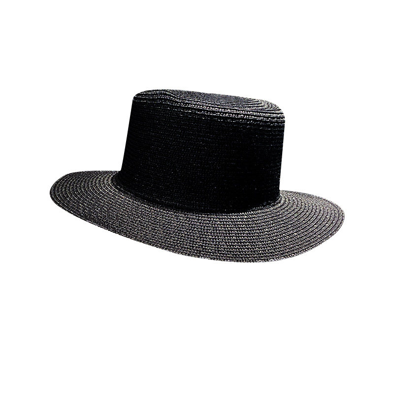 法式帽子女夏甜美优雅平顶黑色礼帽遮阳小香风珍珠链条大檐草帽潮,淘宝优惠券,粉丝福利购,淘宝优惠卷