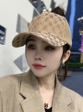 夏季户外遮阳可扎马尾水钻帽女款